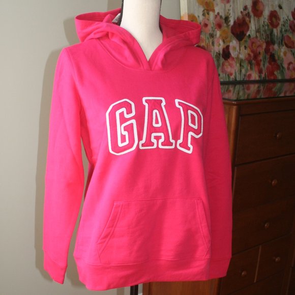 NWT BRIGHT PINK GAP HOOD HOODIE SWEATSHIRT SZ M - Picture 1 of 7
